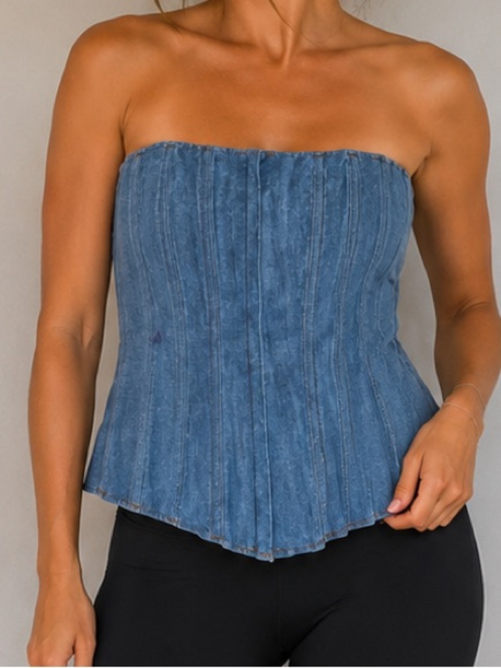 Tesa Size 36 Lace Up Denim 100% cotton Front Zipper Y2K Corset Women’s Medium